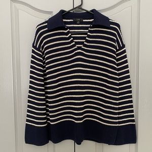 J. Crew striped navy cotton sweater EUC Size Small